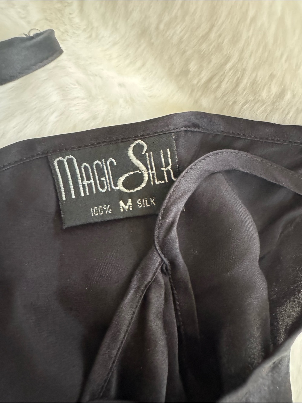 Black Silk Slip Dress Nightgown - Women Intimates - Size Medium - Picture 3 of 4